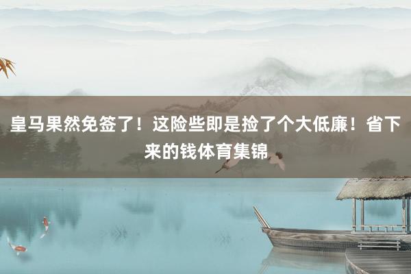 皇马果然免签了！这险些即是捡了个大低廉！省下来的钱体育集锦