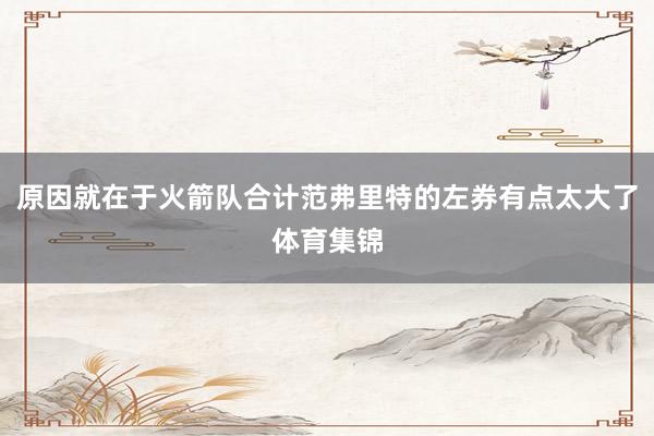 原因就在于火箭队合计范弗里特的左券有点太大了体育集锦